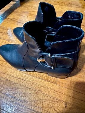 Aquatalia Fiamma Black Ankle Boot with Buckle Detail